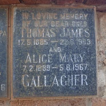 GALLAGHER Thomas James 1885-1963 &amp; Alice Mary 1889-1967