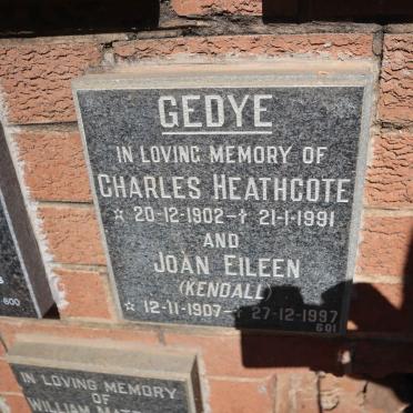 GEDYE Charles Heathcote 1902-1991 &amp; Joan Eileen KENDALL 1907-1997