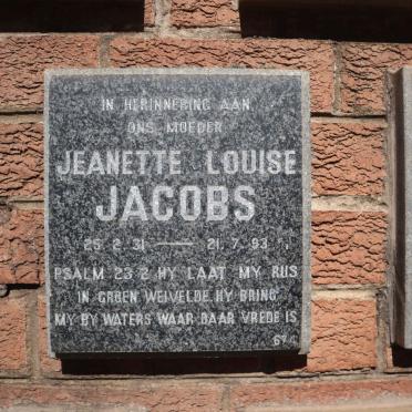JACOBS Jeanette Louise 1931-1993