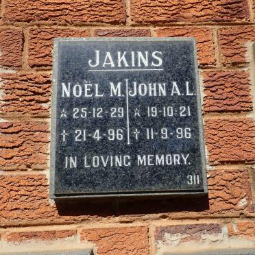 JAKINS John A.L. 1921-1996 &amp; Noel M. 1929-1996