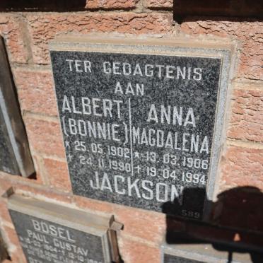 JACKSON Albert 1902-1990 &amp; Anna Magdalena 1906-1994
