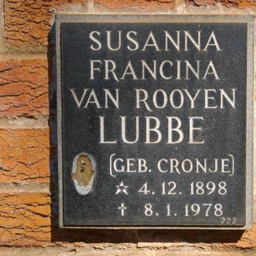 LUBBE Susanna Francina van Rooyen nee CRONJE 1898-1978