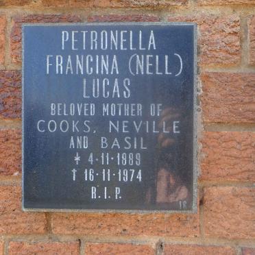 LUCAS Petronella Francina nee NELL 1889-1974
