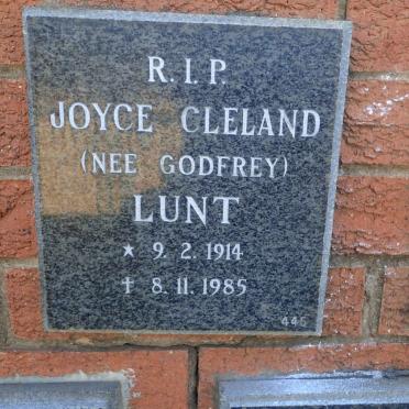 LUNT Joyce Cleland nee GODFREY 1914-1985