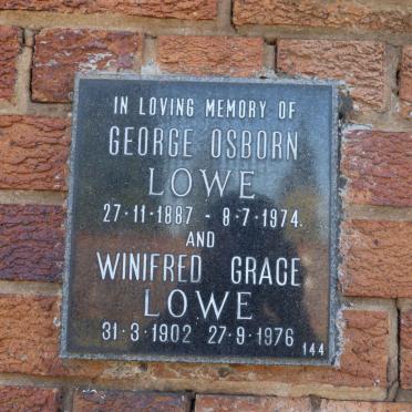 LOWE George Osborn 1887-1974 &amp; Winifred Grace 1902-1976