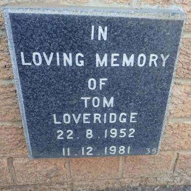 LOVERIDGE Tom 1952-1981