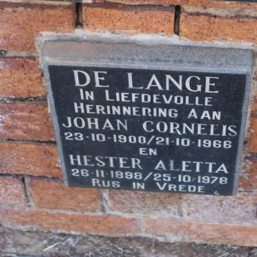 LANGE Johan Cornelis, de 1900-1966 &amp; Hester Aletta 1898-1978