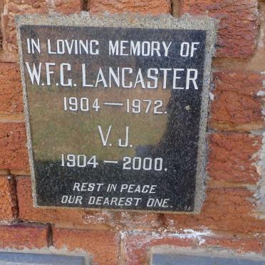 LANCASTER W.F.G. 1904-1972 &amp; V.J. 1904-2000