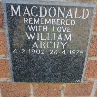MACDONALD William Archy 1902-1979
