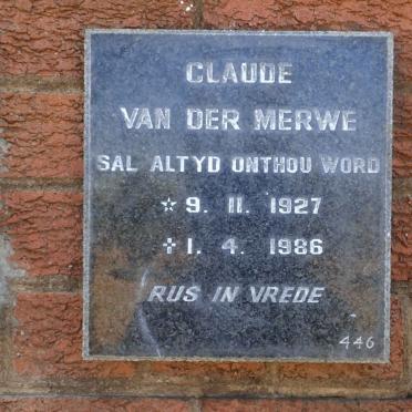 MERWE Claude, van der 1927-1986
