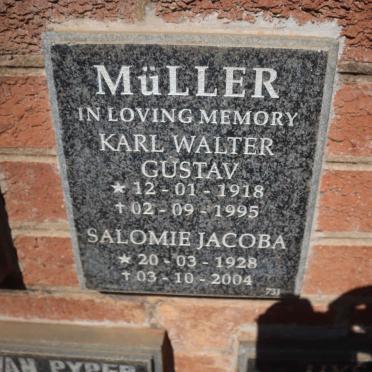 MULLER Karl Walter Gustav 1918-1995 &amp; Salomie Jacoba 1928-2004