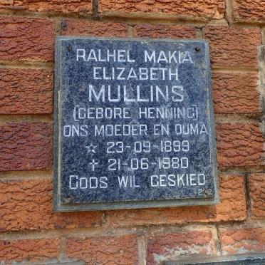 MULLINS Ralhel Makia Elizabeth nee HENNING 1899-1980