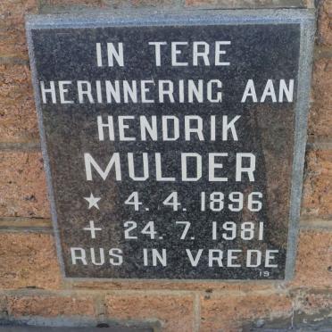 MULDER Hendrik 1896-1981