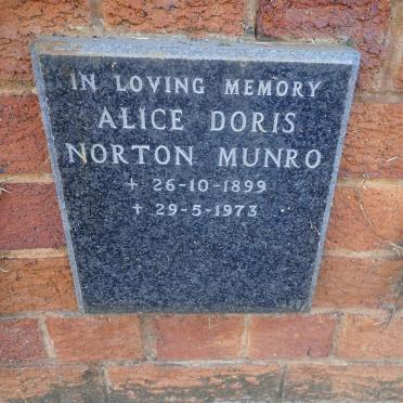 MUNRO Alice Doris Norton 1889-1973