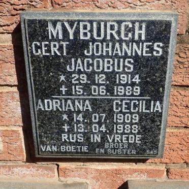 MYBURGH Gert Johannes Jacobus 1914-1989 &amp; Adriana Cecilia 1909-1988