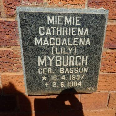 MYBURGH Miemie Cathriena Magdalena nee BASSON 1897-1984