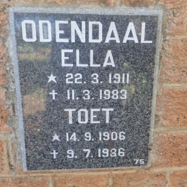 ODENDAAL Toet 1906-1986 &amp; Ella 1911-1983