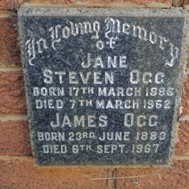 OGG James 1883-1967 &amp; Jane Steven 1886-1962