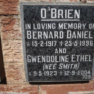 O'BRIEN Bernard Daniel 1917-1996 &amp; Gwendoline Ethel SMITH 1923-2004