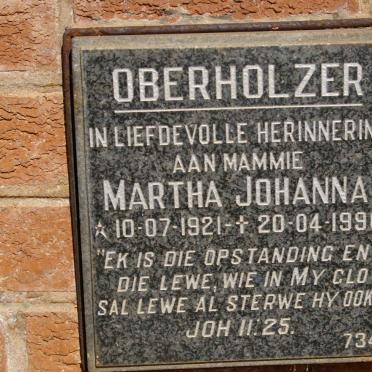 OBERHOLZER Martha Johanna 1921-1996