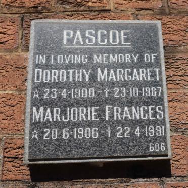 PASCOE Dorothy Margaret 1900-1987 :: PASCOE Marjorie Frances 1906-1991