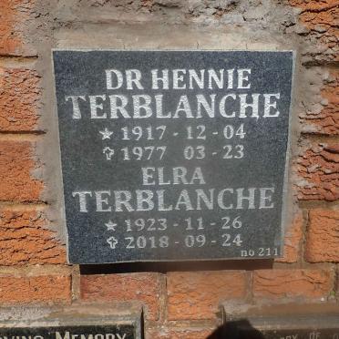 TERBLANCHE Hennie 1917-1977 &amp; Elra 1923-2018
