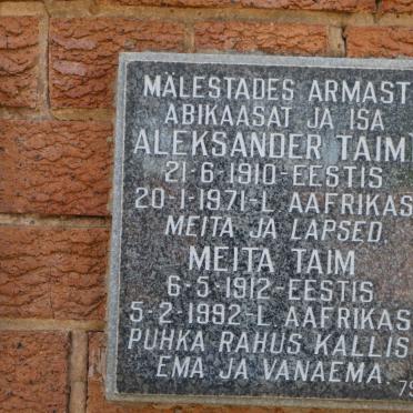 TAIM Aleksander 1910-1971 &amp; Meita 1912-1992