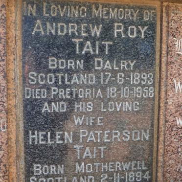 TAIT Andrew Roy 1893-1958 &amp; Helen Paterson 1894-1960