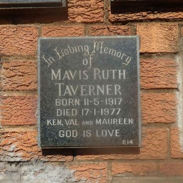 TAVERNER Mavis Ruth 1917-1977