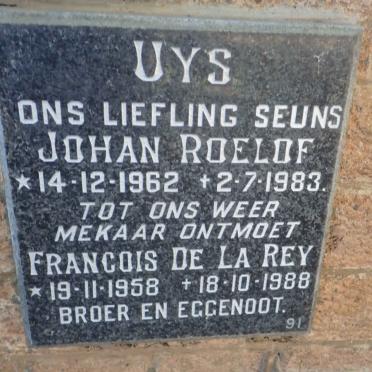 UYS Johan Roelof 1962-1983 :: UYS Francois de la Rey 1958-1988