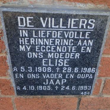 VILLIERS Jaap, de 1905-1993 &amp; Elise 1908-1986