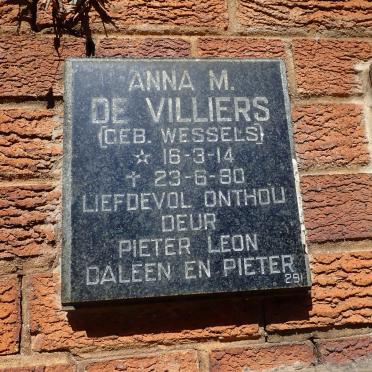 VILLIERS Anna M., de, nee WESSELS 1914-1980