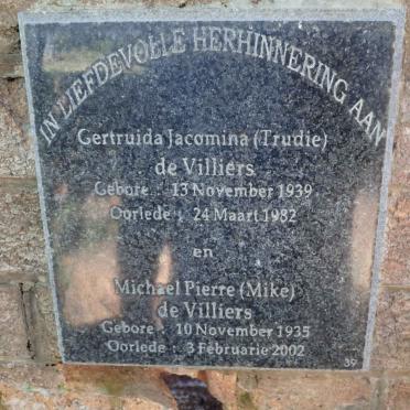 VILLIERS Michael Pierre, de 1935-2002 &amp; Gertruida Jacomina 1939-1982