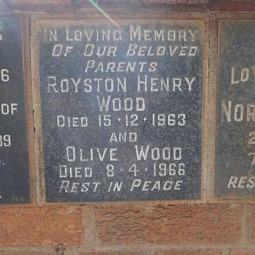 WOOD Royston Henry -1963 &amp; Olive -1966