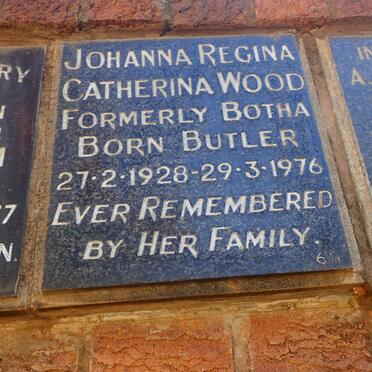 WOOD Johanna Regina Catherina formerly BOTHA nee BUTLER 1928-1976
