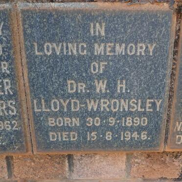 WRONSLEY W.H., LLOYD 1890-1946