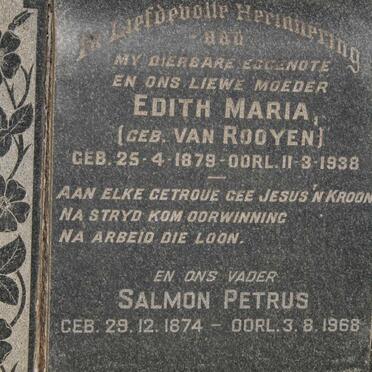 ? Salmon Petrus 1874-1968 & Edith Maria VAN ROOYEN 1879-1938