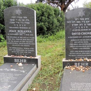 BEHR David Chone 1917-2009 & Joan Roxanna LAZARUS 1920-2013