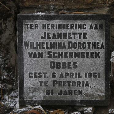 OBBES Jeannette Wilhelmina Dorothea van Schermbeek -1951