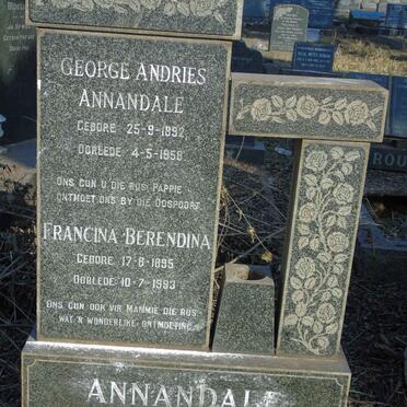 ANNANDALE George Andries 1892-1958 & Francina Berendina 1895-1993