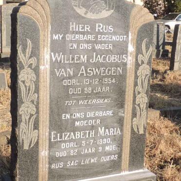 ASWEGEN Willem Jacobus, van -1954 & Elizabeth Maria -1990