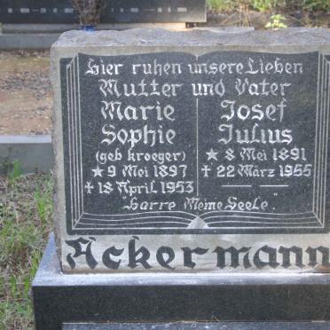 ACKERMANN Josef Julius 1891-1955 &amp; Marie Sophie KROEGER 1897-1953
