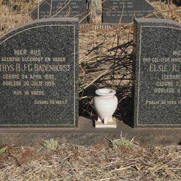 BADENHORST Matthys H.J.G. 1892-1955 & Elsie R. BOOYENS 1896-1964