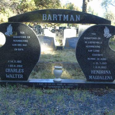 BARTMAN Charles Walter 1913-2012 &amp; Hendrina Magdalena 1921-1993