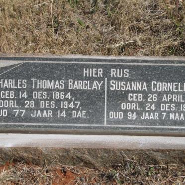 BARCLAY Charles Thomas 1864-1947 &amp; Susanna Cornelia 1883-1977