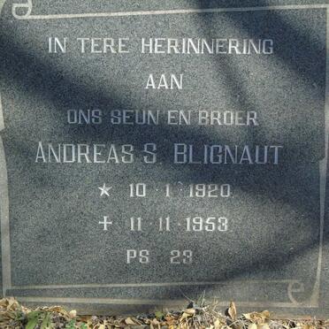 BLIGNAUT Andreas S. 1920-1953