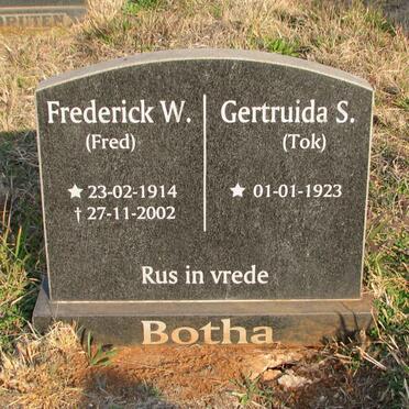 BOTHA Frederick W. 1914-2002 &amp; Gertruida S. 1923-