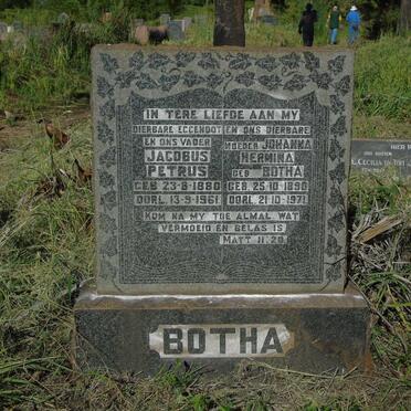 BOTHA Jacobus Petrus 1880-1961 & Johanna Hermina BOTHA 1890-1971