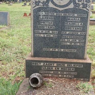 BOOYENS Barend Pieter 1844-1921 &amp; Maria Isabella JANSEN VAN NIEUWENHUIZEN 1864-1939