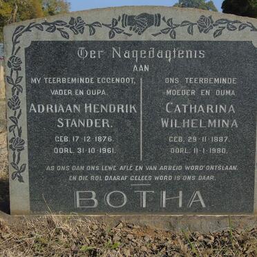 BOTHA Adriaan Hendrik Stander 1876-1961 &amp; Catharina Wilhelmina 1887-1980